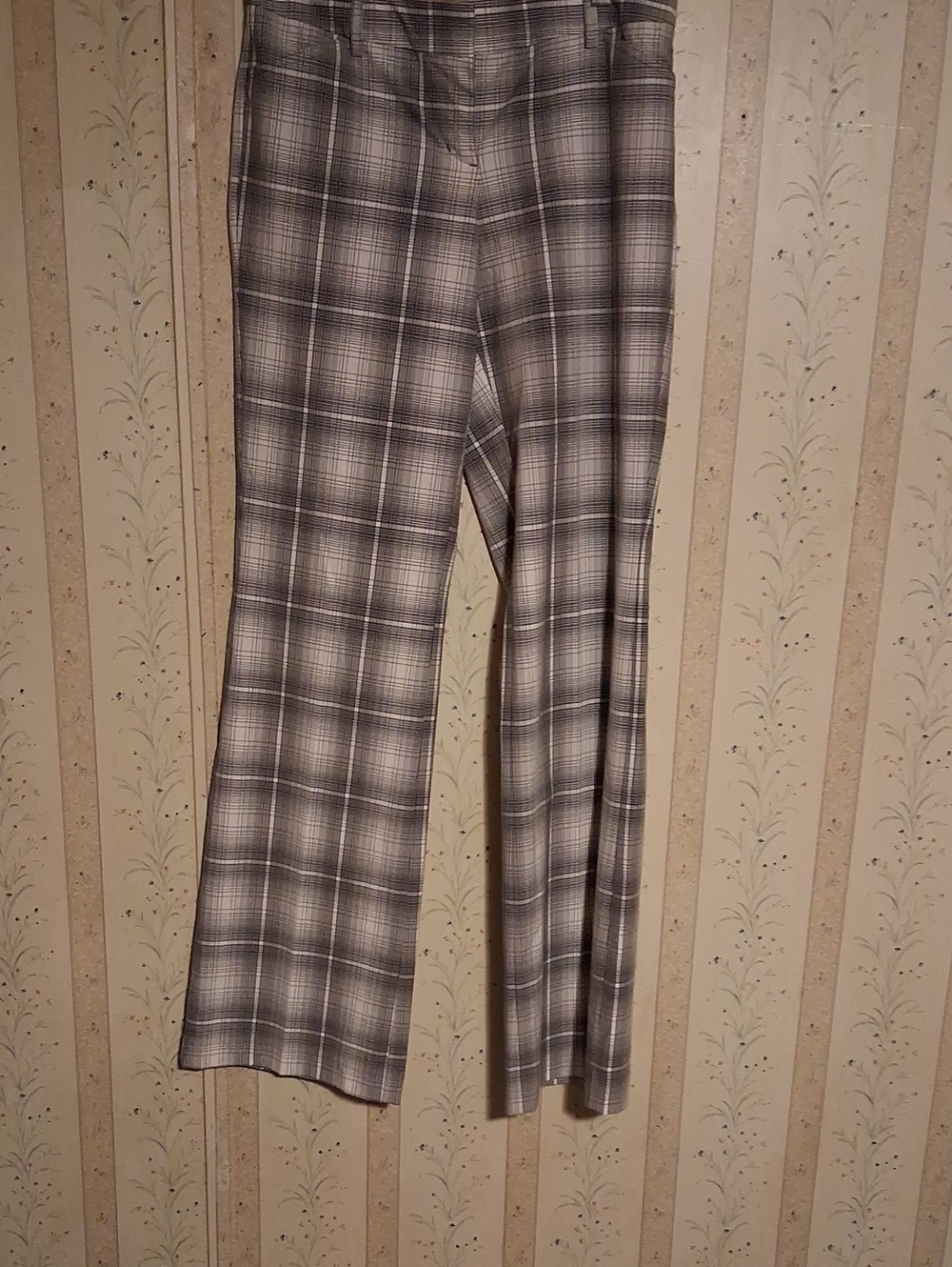 Plaid Boot Cut Women’s Pants in Gray and Black